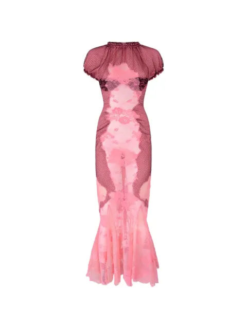 The Attico Lace geometric-pattern midi cotton dress Pink 260WCW00286MIX088AA