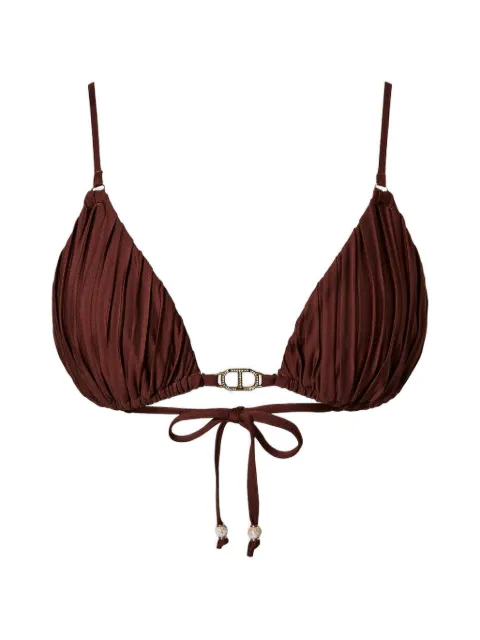 TWINSET pleated bikini top Brown 241LMMA22