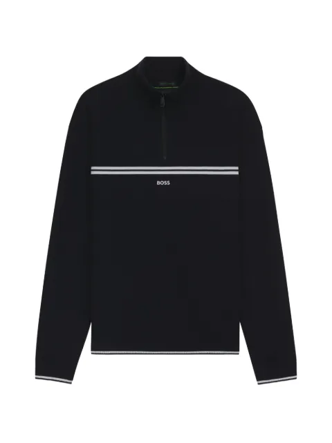 BOSS stripe-detail zip-up sweatshirt Blue 50541963402