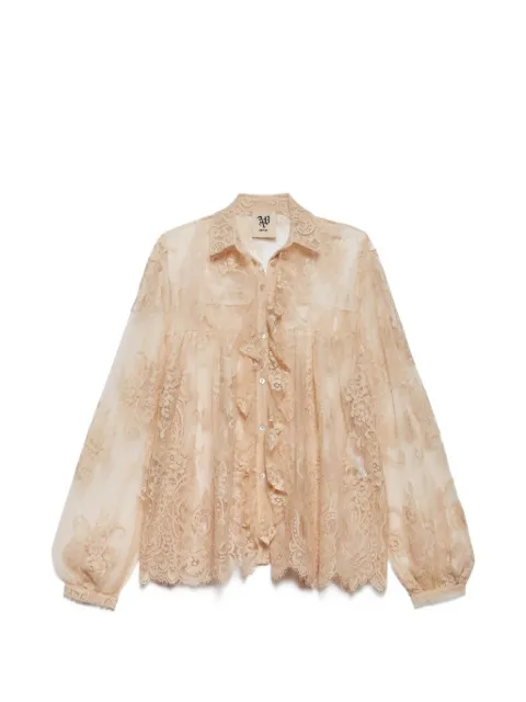 Aniye By lace-detail ruffled shirt Neutrals 185282