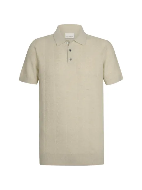 Profuomo herringbone polo shirt Neutrals PPXD10003D