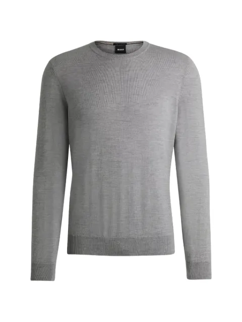 BOSS crew-neck long-sleeve sweater Grey 50476364