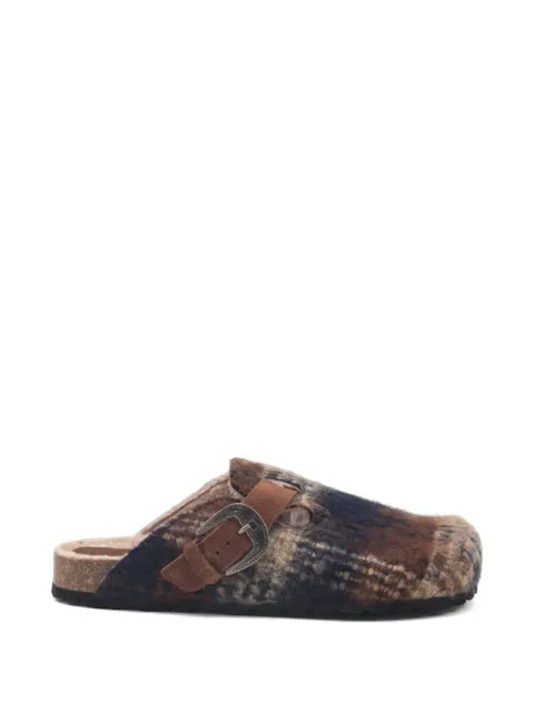 Faliero Sarti patterned buckle strap sandals Brown I265001