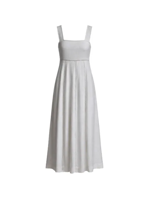 DKNY tie-back sleeveless midi linen dress White DJ6D9174