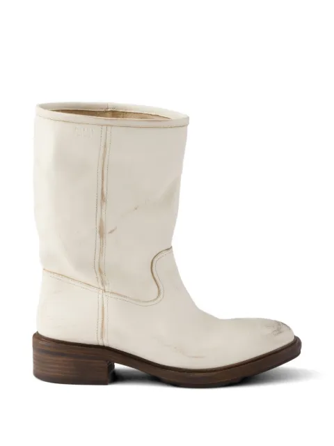 Prada vintage-effect leather boots Neutrals 1U509OF045V69