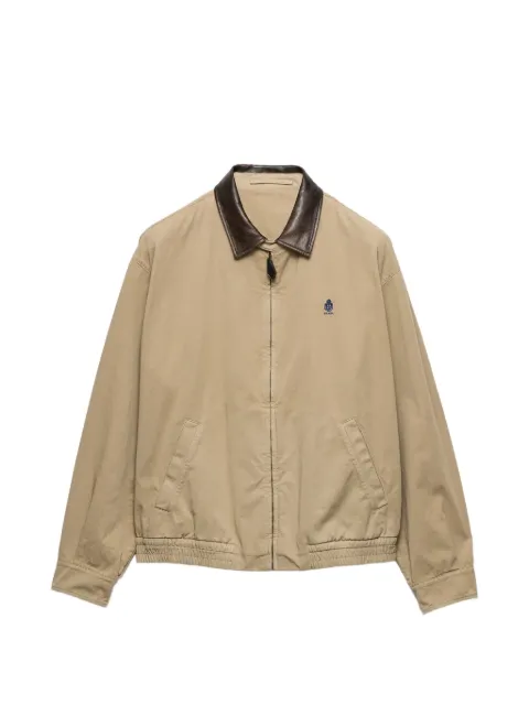 Prada logo-embroidered leather-collar jacket Neutrals SGD189SOOO192A