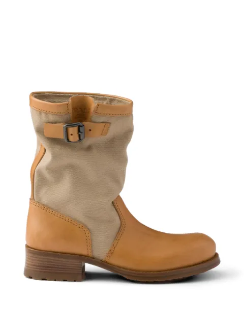 Prada leather and canvas boots Neutrals 1U275OFD040AA7