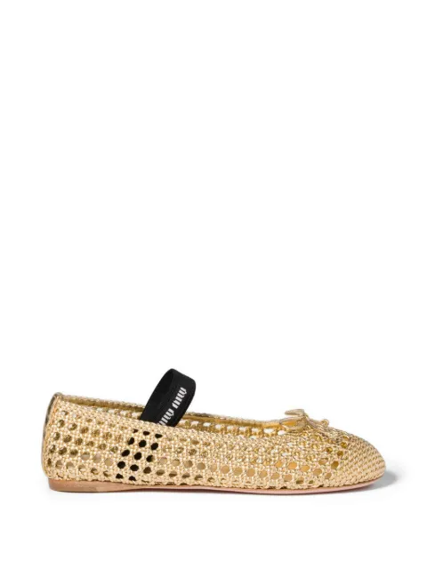 Miu Miu woven mordoré nappa leather ballerinas Gold 5F381EF0053ZMI