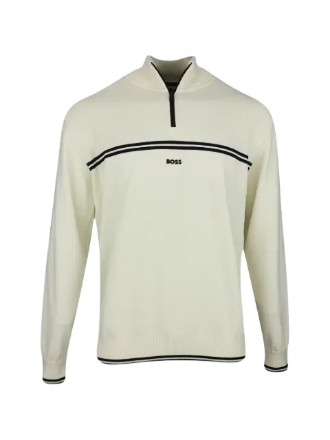 BOSS zip striped sweatshirt Neutrals 50541963131