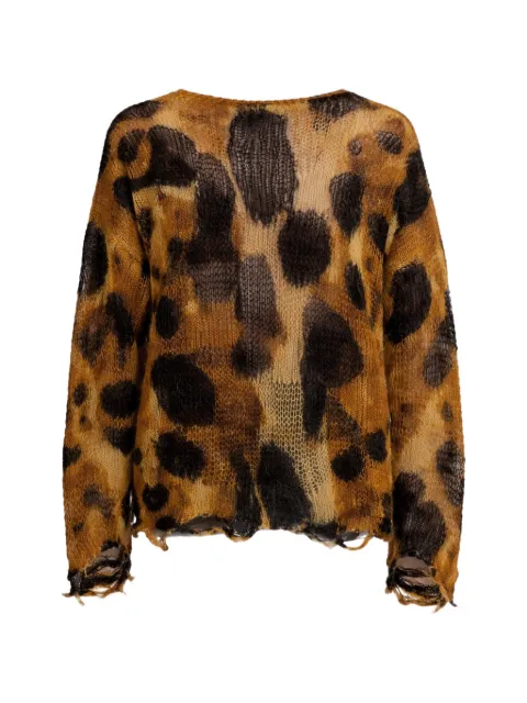 R13 distressed-effect jumper Brown R13WY212Y191BLEOPARD