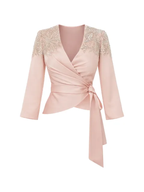 Maestri beaded wrap blouse Pink 5046NUDE