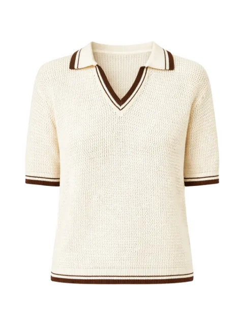 Marella Mlslembi waffle-knit stripe-trim top White 2613361044200