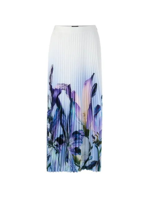 MARCCAIN lily-print pleated midi skirt White AC7124W61