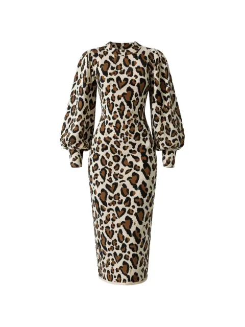 FARM Rio leopard-print midi dress Neutrals 346315