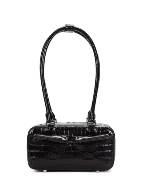 Self-Portrait mini crocodile-embossed leather bag Black RS26306LEATB