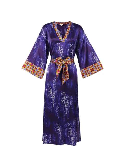 Karma Of Charme floral V-neck belt coat Purple SS24LWKRKYOTOC