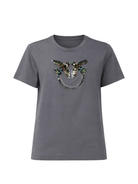 PINKO Quentin embellished cotton T-shirt Grey 100535A33F