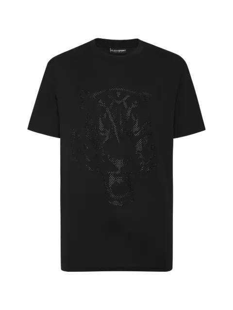 Plein Sport tiger-motif T-shirt Black SAECMTK8009STE001N