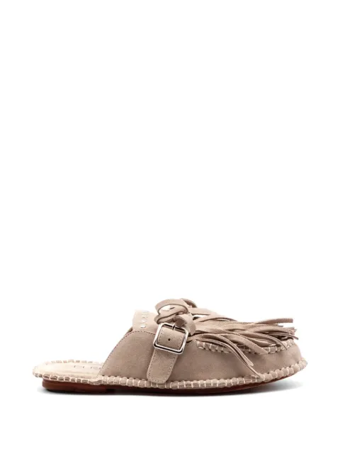 Elena Iachi fringing buckle mules Neutrals C28SAND