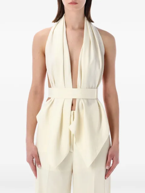 Alberta Ferretti halterneck belted top Neutrals 261M080401280003