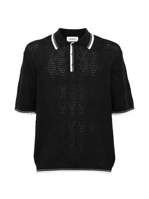 Laneus openwork-knit polo shirt Black S6LAMAKP009