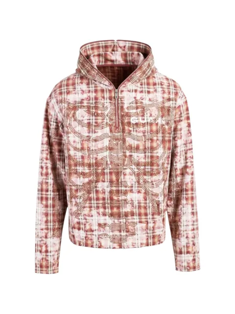 GUAPI plaid skeleton stud hoodie Red GRSHZRSS26