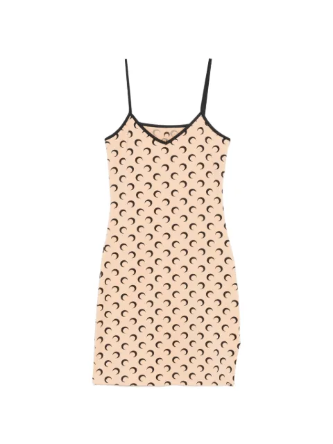 Marine Serre Moon-print mini dress Neutrals WDR485ACJER0001TA10