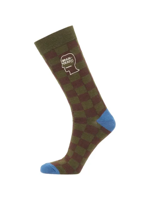 Brain Dead Logohead checkered socks Green F25AO9004585CHCKR