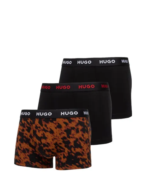 HUGO logo-waistband patterned trunks (set of three) Black 50532550