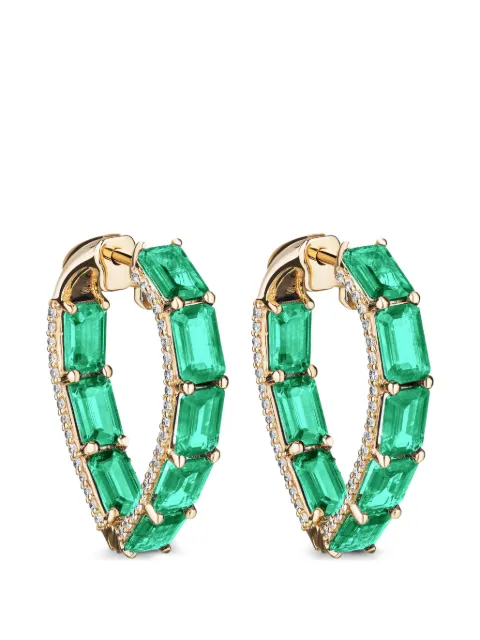 Goshwara diamond emerald heart hoop earrings Gold JE0469EMY