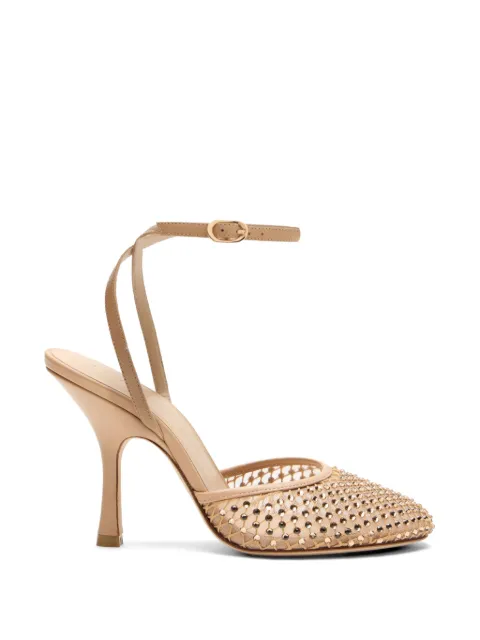 Stuart Weitzman Bareitall crystal-embellished ankle strap pumps Neutrals SN799CYHAJM