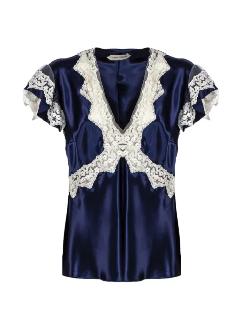 Alberta Ferretti V-neck lace-detail blouse Blue A022116271290
