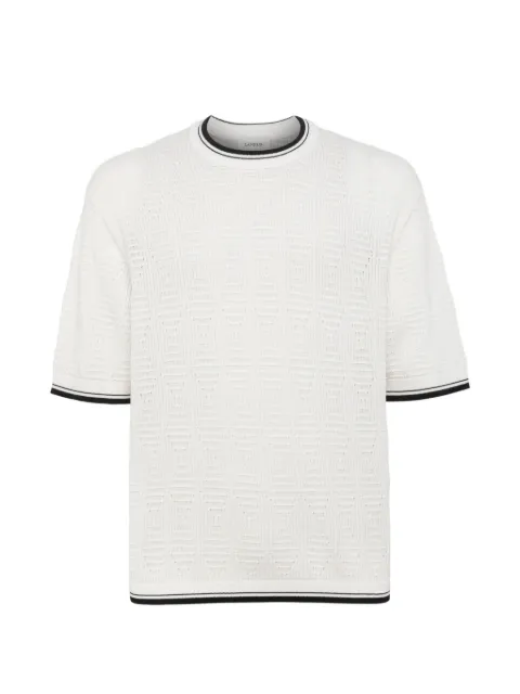 Laneus perforated knit T-shirt Neutrals S6LAMAKE011