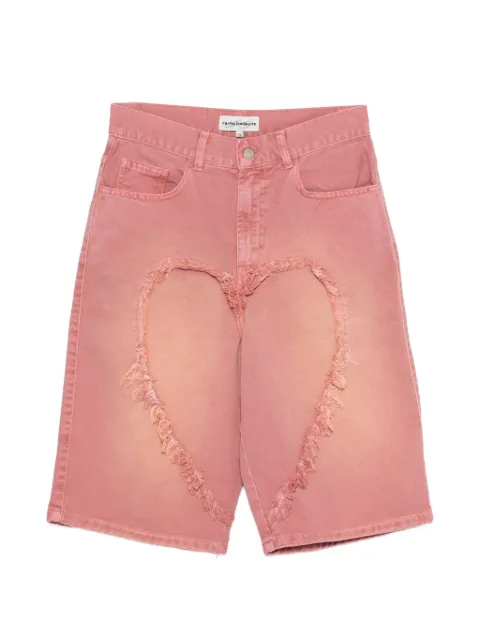 CARNE BOLLENTE frayed heart-motif shorts Pink SS26SH0101