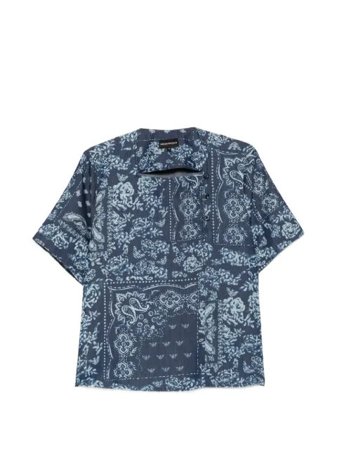 Emporio Armani floral-patchwork cotton blouse Blue EW003486AF21079