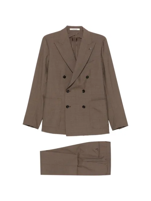 Tagliatore double-breasted virgin-wool suit Brown 2SMC20K01070120M3035