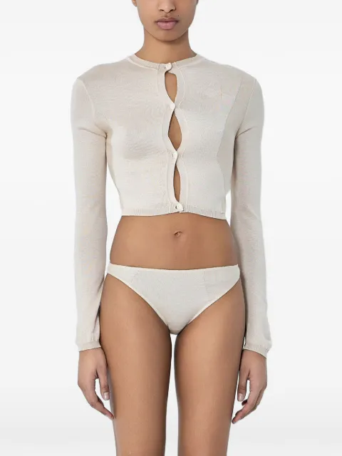 SKIN SERIES button cropped cardigan Neutrals EDENSILKCARDIGAN