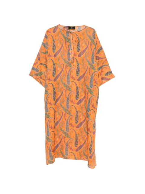 ETRO paisley-pattern tie-neck midi dress Orange WRPA0011AKF14