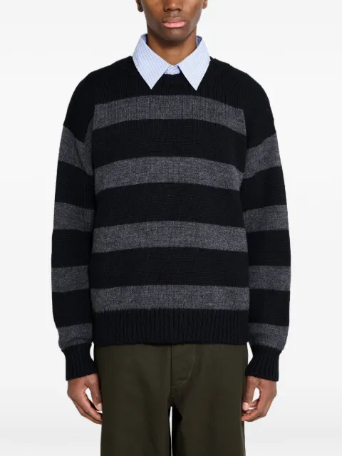 Margaret Howell striped crew sweater Black MHKN0519A25KLFBKC
