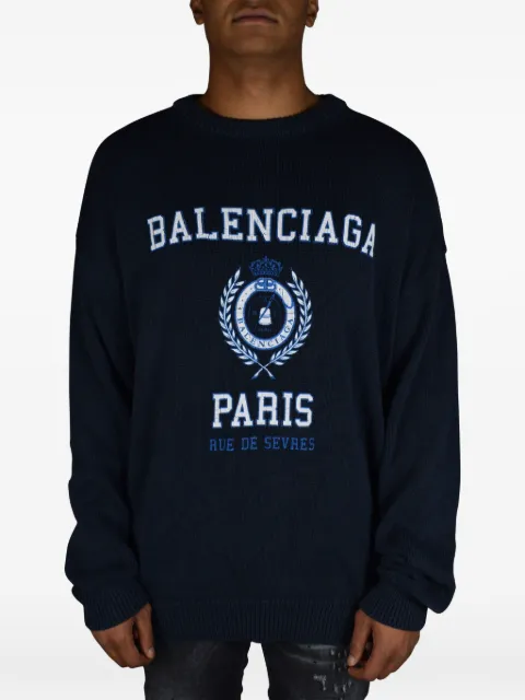 Balenciaga logo-print ribbed sweatshirt Blue 696226T3239