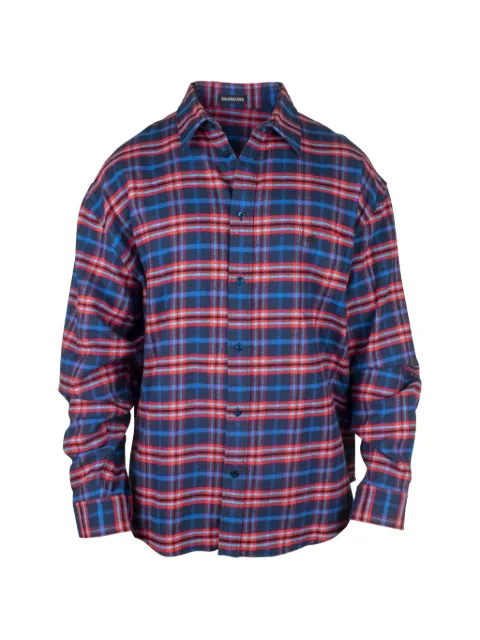 Balenciaga checked chest-pocket shirt Blue 583420