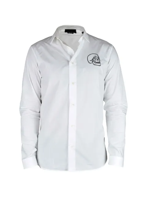 Philipp Plein skull-embroidered shirt White SHIRTGOLDCUTLSSKULLWHITE