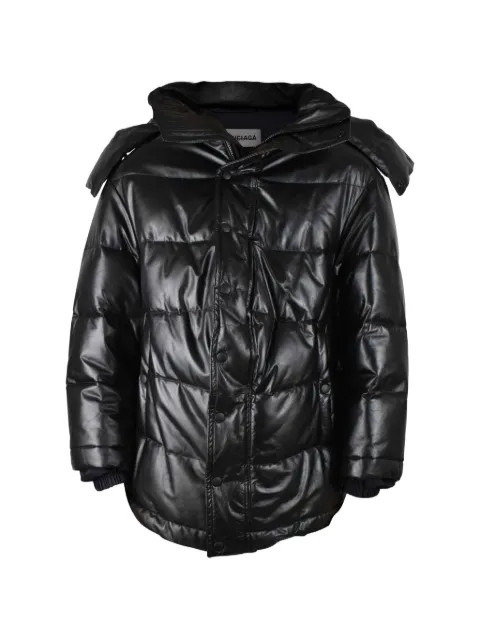 Balenciaga quilted removable-hood down jacket Black 641270TKS16
