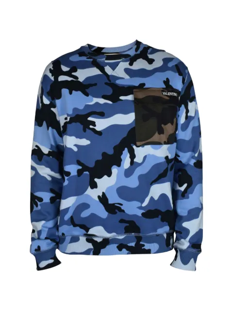 Valentino Garavani camouflage chest-pocket sweatshirt Blue QV3MF11E3L
