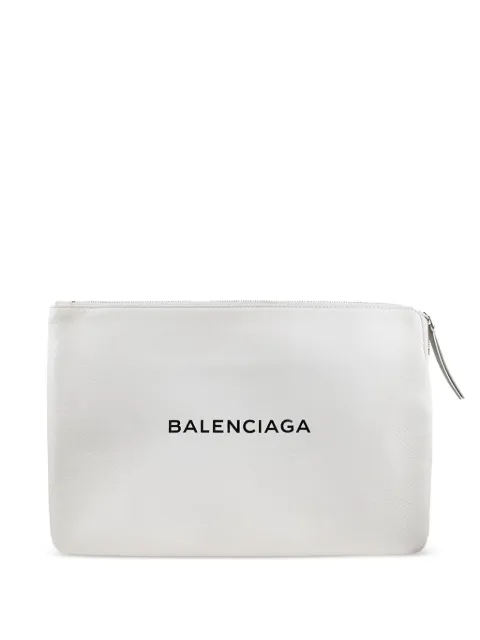 Balenciaga Everyday logo-detail leather clutch bag White 492467DLQ0N9002