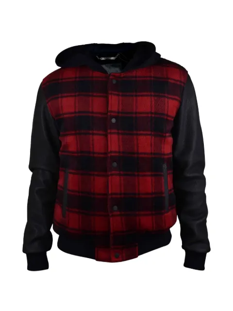 Philipp Plein checked hooded bomber jacket Black VESTEBOMBERROUGENOIRTISSUCUIRCAPUCHE4
