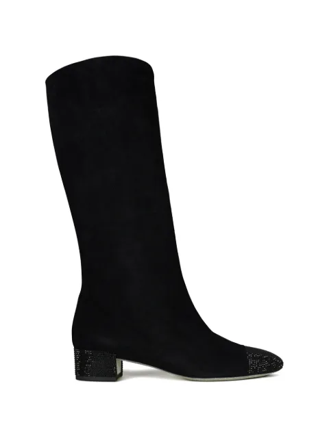 René Caovilla slitter-embellishment boots Black BOTTESNOIR