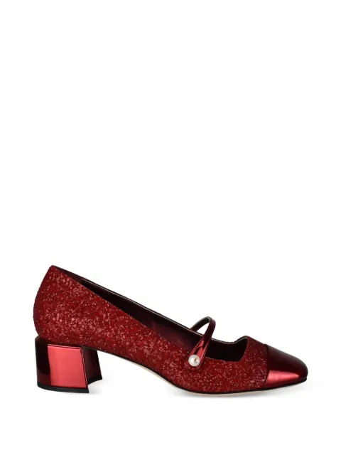 Jimmy Choo Elisa glitter square-toe pumps Red ELISA45JBZGLITTERRED