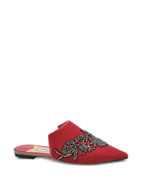 Jimmy Choo Rachel crystal-embellishment mules Red RACHELFLATVWI