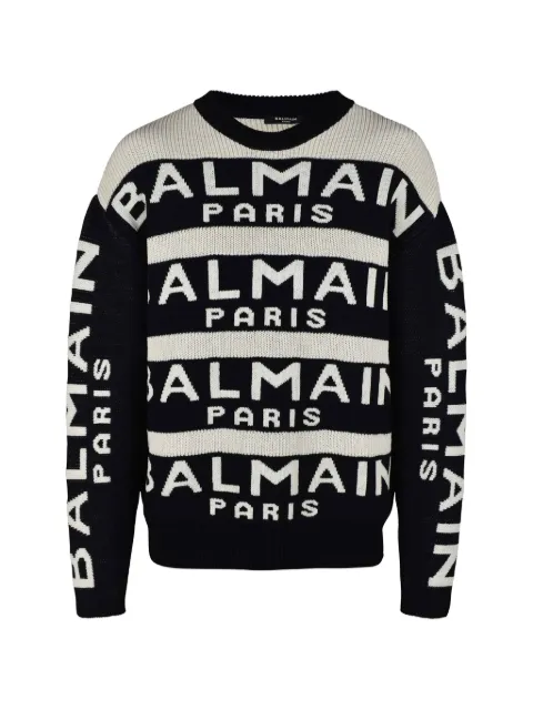 Balmain logo-embellishment sweater Black YH1KE010KC56